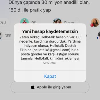 Hellotalk Hesabı Açamıyorum Hesap Durdurulmuş.