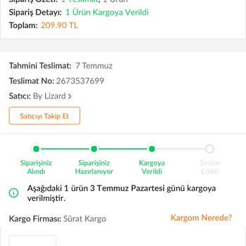 Trendyol By Lizard Satıcısından Aldığım Ürünüm İki Haftadır Gelmedi