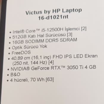 HP Victus 3050 Ti Ama Öyle Bir Şey Yok