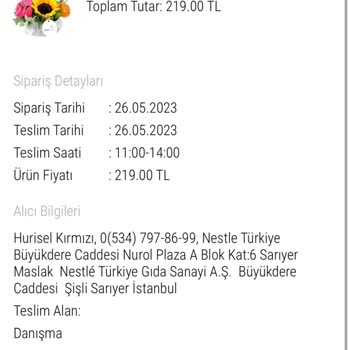 Taze Çiçek Gönderdiğim Çiçeği Teslim Etmedi