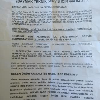 Baymak Kombi Garanti Sorunu