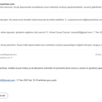 Tissot Müşteri Hizmetleri İlgisizliği