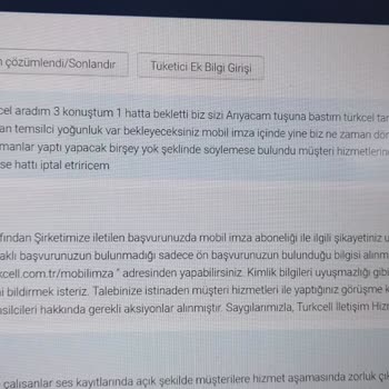 Turkcell Mobil İmza Ve Konu Hakkında Yardımcı Olunmaması