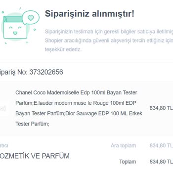 Parfüm Mekanı-eksik Ürün Gönderimi