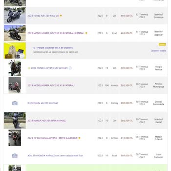 Sahibinden.com'da İkinci El Motosiklet Fiyatları Sıfırdan Fazla