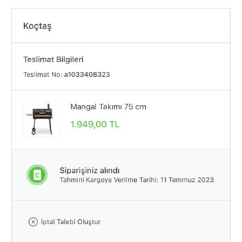 23.06.2023 Koçtaş Online Alışverişi Hala Teslim Edilmedi!