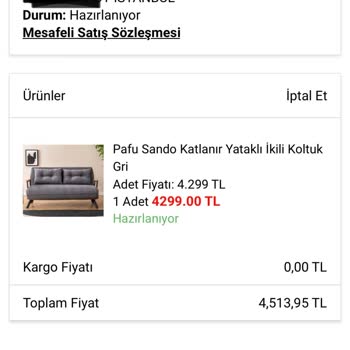 A101 Online Dan Aldığım Koltuğun Gelmemesi