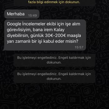 WhatsApp Şüpheli Mesaj Bilgisi