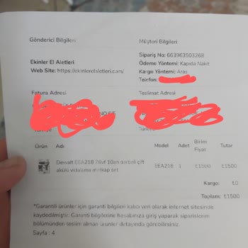 Ekinler Profesyonel El Aletleri Dewalt Marka Şarjlı Matkap Alırken Yaşadığım Olumsuz Müşteri Deneyimi