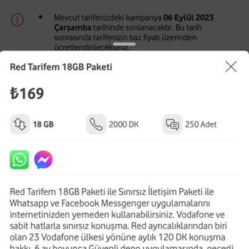 Vodafone Yüksek Tarife Ücretleri