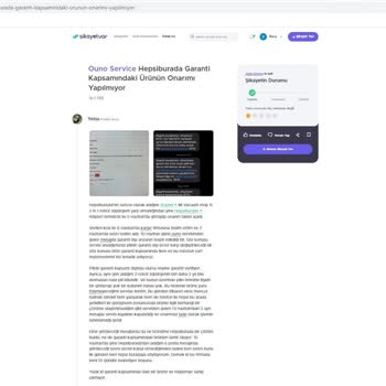 Hepsiburada.com'un Garanti Servisi Ouno Servis Ücret Talep Ediyor