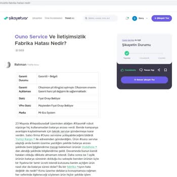 Hepsiburada.com'un Garanti Servisi Ouno Servis Ücret Talep Ediyor