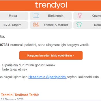 Trendyol Elmacıoğlu-Vestel Yetkili Online Bayi Kargoya Verilen Ürünü İptal Etti
