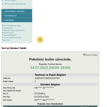 UPS Türkiye Kargo Belirtilen Tarih Ve Saatte Gelmedi