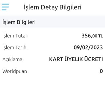 Yapı Kredi Bankası, Kredi Kartı Üyelik Ücreti 356 Tl'nin İade Talebi