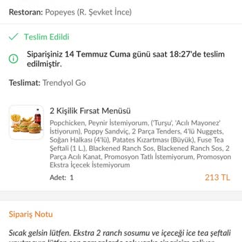 Trendyol Yemek'den Vermiş Olduğum Popeyes Siparişim Yanlış Geldi.!