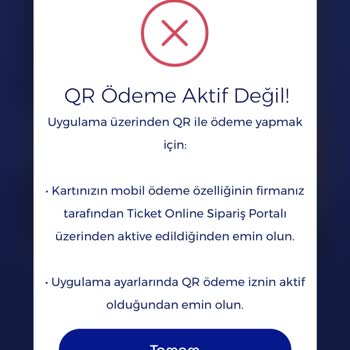 Ticket Restaurant QR Kod Alışveriş Yapamıyorum