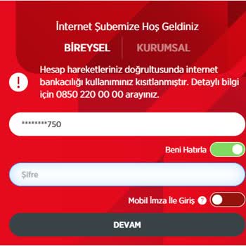Ziraat Bankası İnternet Bankacılığı Hesap Kısıtı