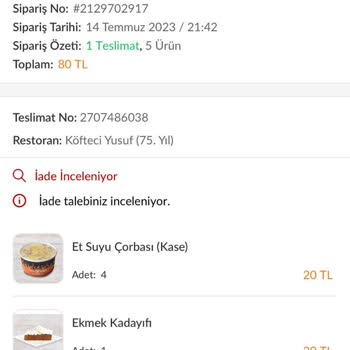 Trendyol Yemek Gelmeyen Ürünün Parasını İade Etmiyor