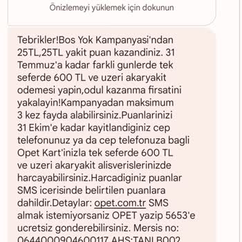 Opet Yakıt Puan Kampanyası İle İlgili Sorun