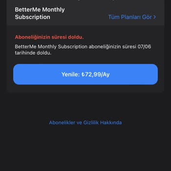 Betterme Bilgim Dışında Abonelik Ücret Kesintisi