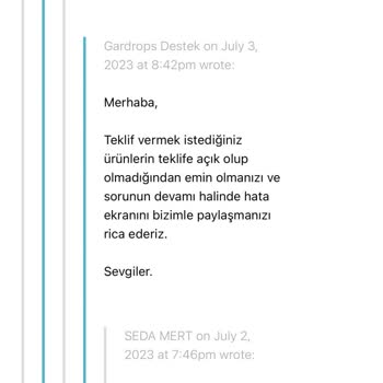 Gardrops Müşteri Hizmetleri Alakasızlığı