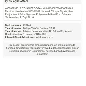 VakıfBank Sarı Panjur Konut Sigortası İptali Ve Kesilen Ücretin İadesi