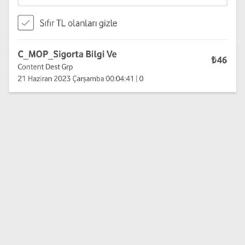 Vodafone Faturama Fazla Yansıyan