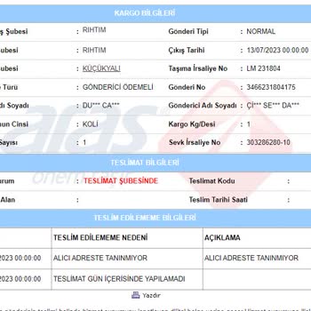 Aras Kargo Küçükyalı Şubesi Pişmanlık Garantisi Sunar
