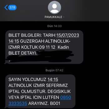 Pamukkale Turizm Altınoluk- İzmir Seferimi İptal Etti