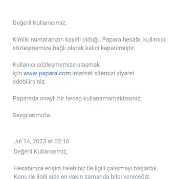 Papara Benim Hesabımı Kapattılar Belgeler İstediler Attım
