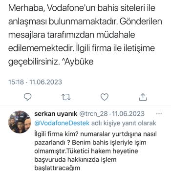 Vodafone Yurt Dışından Gelen Bahis Sitesi Mesajları