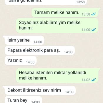P*****a Elektronik A.Ş. Tarafından Gönderilen Paranın İadesi