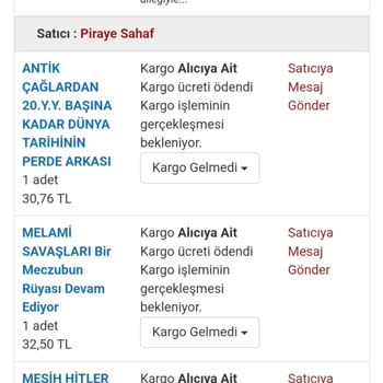 Piraye Sahaf Kitap Teslimatı Yapılmadı, Para İadesi