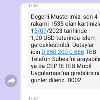 TEB Banka Kartımdan İzinsiz Para Çekildi