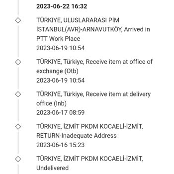 PTT Kargo EG005998570KR Barkodlu Ürün Akıbeti Meçhul