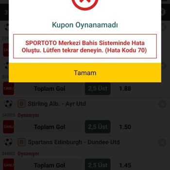 Nesine İddia Programında Hata Kodu:70 Alıyorum