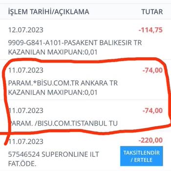 Bisu Uygulaması Kredi Kartından 2 Kez Çekim Yaptı