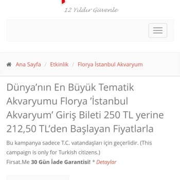 İstanbul Akvaryum İnternet Ve Gişe Fiyat Farkı