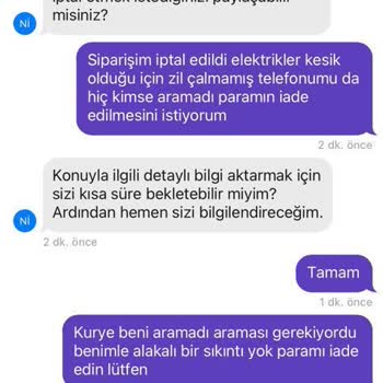 Getir Sipariş İptali Para İadesi