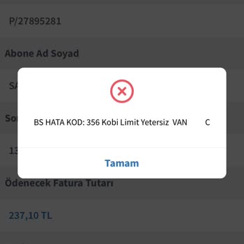 Halkbank Bs Hata Kod:356 KOBİ Limit Yetersiz
