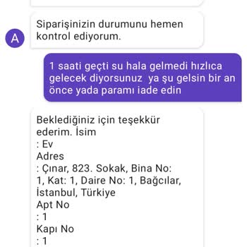 Getir Su Siparişim Teslim Edilmedi Edilmiş Gözüküyor