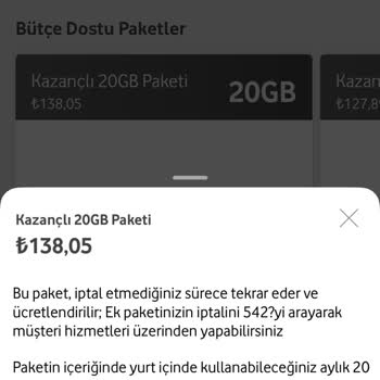 Vodafone Aylık Ek Paket Aldatmacası!