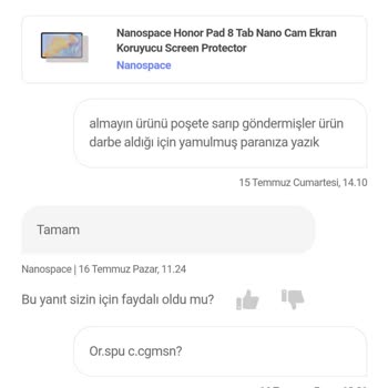 Hepsiburada'dan Aldığım Ürün Kargoda Zarar Gördü