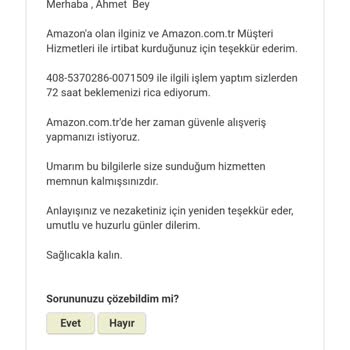 Amazon İade Ve Değişim Yapmadı