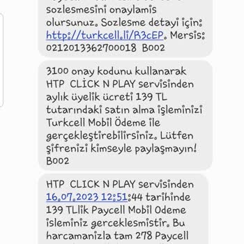 Turkcell Htp Click N Play Diye Bir Ücret Faturama Yansıtıldı