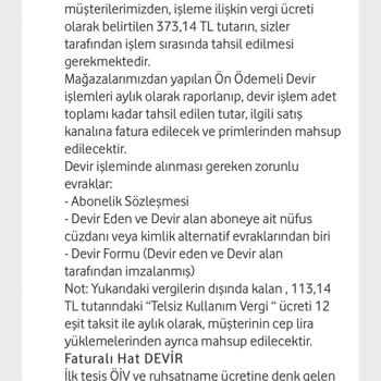 Vodafone Arızalı Hattını Ücret Alarak Değiştiriyor.