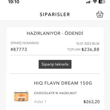 HIQ Nutrition Ürün Siparişi Sorunu