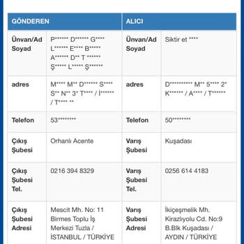 Sürat Kargo Kargo Takip Sayfasına Girilen İsim Bilgisi