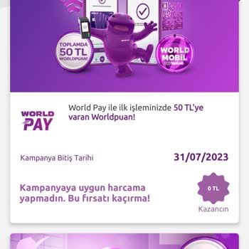 Yapı Kredi Bankası Bankası Worldkart Kampanya Puanı